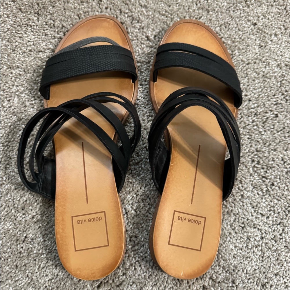 Dolce Vita Black Strappy Flat Sandals